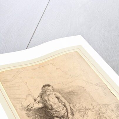 Nude Man Seated and Nude Man Standing, with a Woman and Baby in the Background, c. 1646 by Rembrandt van Rijn