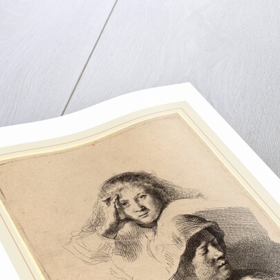 Three Heads of Women, One Lightly Etched, c. 1637 by Rembrandt van Rijn