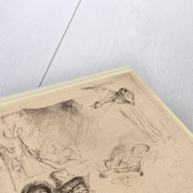 Sheet of Studies including a Woman Lying Ill in Bed by Rembrandt van Rijn