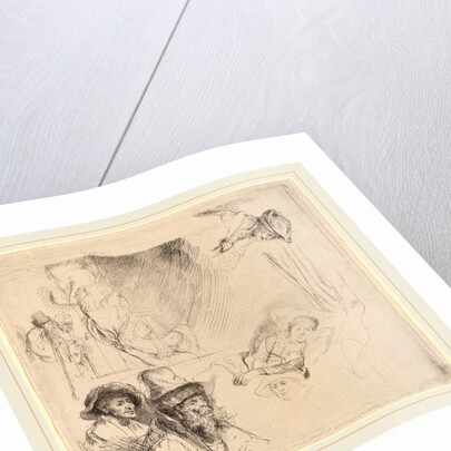 Sheet of Studies including a Woman Lying Ill in Bed by Rembrandt van Rijn
