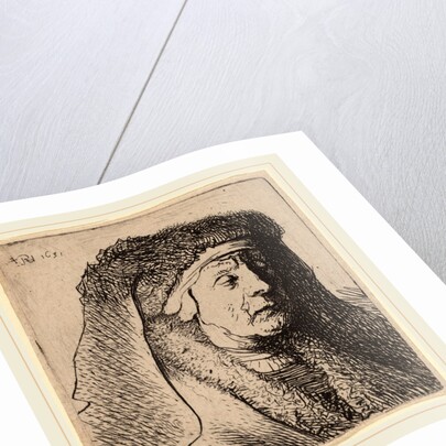 Bust of an Old Woman in a Furred Cloak and Heavy Headdress, 1631 by Rembrandt van Rijn and Studio of Rembrandt van Rijn