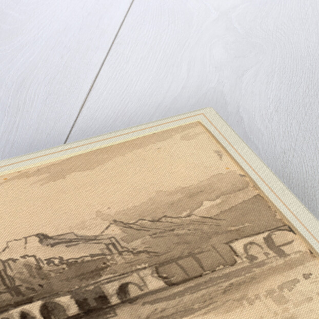 Bridge with Mountains in the Distance by Edward Lear