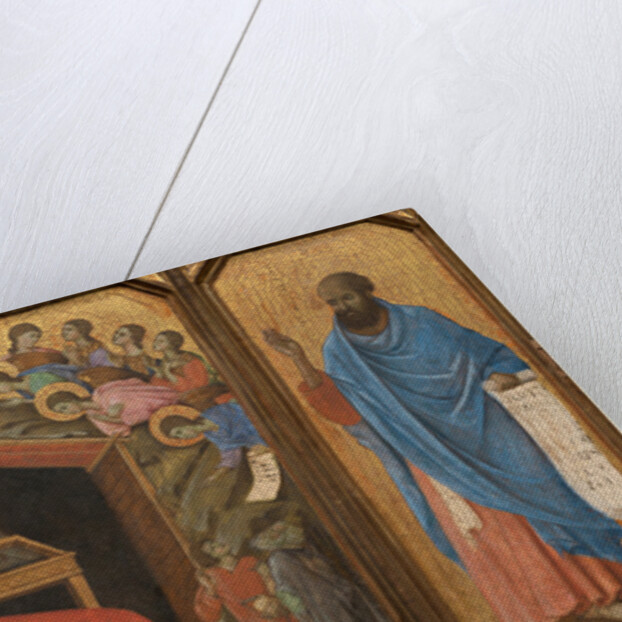 Italian, The Nativity with the Prophets Isaiah and Ezekiel, tempera on single panel by Duccio di Buoninsegna