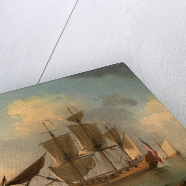 An English Sloop Becalmed near the Shore by Francis Swaine
