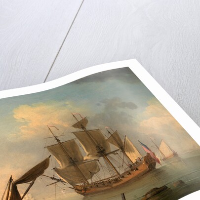An English Sloop Becalmed near the Shore by Francis Swaine