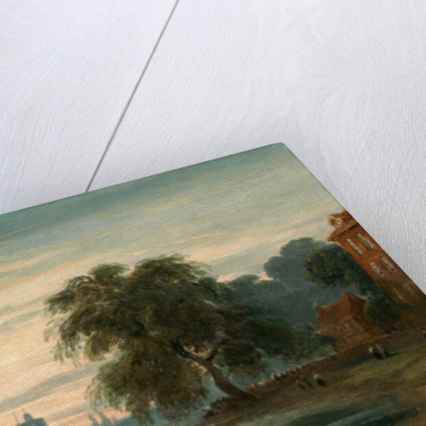 A View along the Thames towards Chelsea Old Church, London by John Varley