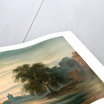 A View along the Thames towards Chelsea Old Church, London by John Varley