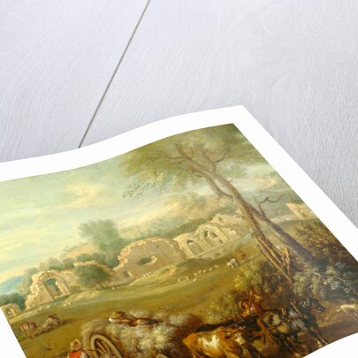 Haycart Passing a Ruined Abbey by John Wootton