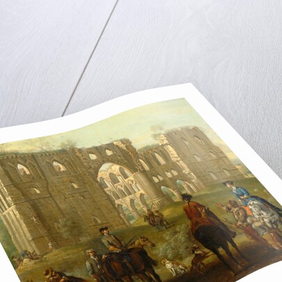 Rievaulx Abbey Riders Pausing by the Ruins of Rievaulx Abbey by John Wootton