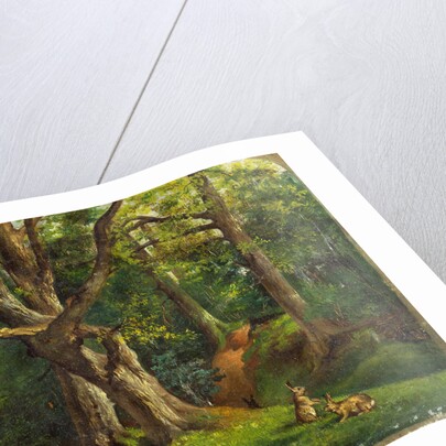Woodland scene with rabbits Possibly by Sir Hubert von Herkomer