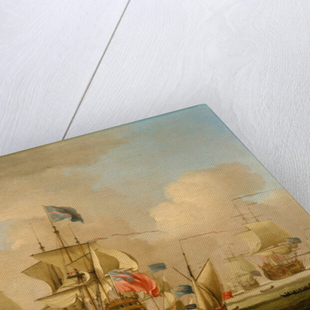 British Men-of-War and a Sloop by Peter Monamy