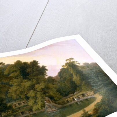 Temple, Fountain and Cave in Sezincote Park A View of the Temple, Fountain, and Cave at Sezincote Park, Gloucestershire by Thomas Daniell