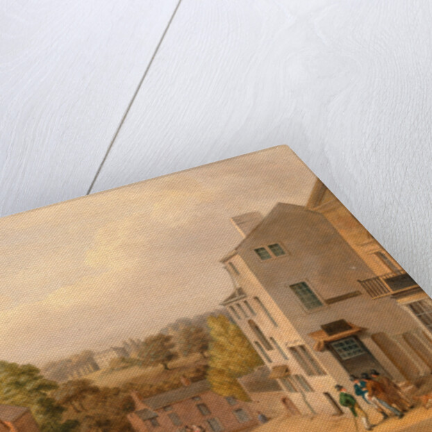 Street Scene in Chorley, Lancashire, with a view of Chorley Hall by John Bird of Liverpool