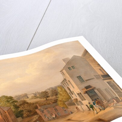 Street Scene in Chorley, Lancashire, with a view of Chorley Hall by John Bird of Liverpool