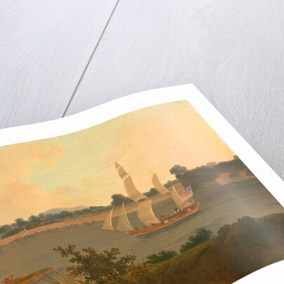 Pinnace sailing down the Ganges past Monghyr Fort Ganges Landscape by Thomas Daniell