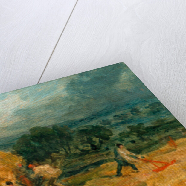 A Harvest Scene with Workers Loading Hay on to a Farm Wagon by James Ward