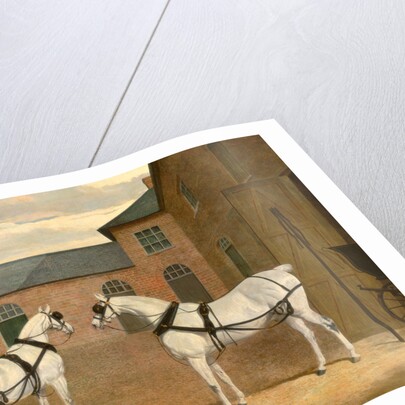 Grey carriage horses in the coachyard at Putteridge Bury by John Frederick Herring