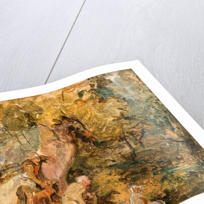 ?A Sketch for `Foresters Stalking Deer' Sketch of Deer-Stalking by a Water Hole by John Frederick Lewis