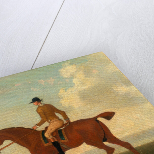 One of Four Portraits of Horses - a Chestnut Racehorse with Jockey Up by James Seymour