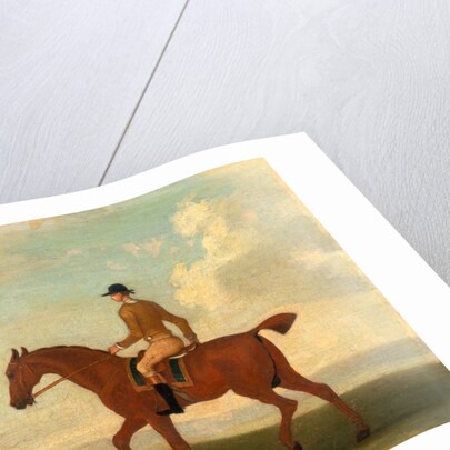 One of Four Portraits of Horses - a Chestnut Racehorse with Jockey Up by James Seymour