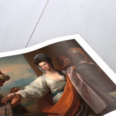 Isaac's servant tying the bracelet on Rebecca's arm by Benjamin West