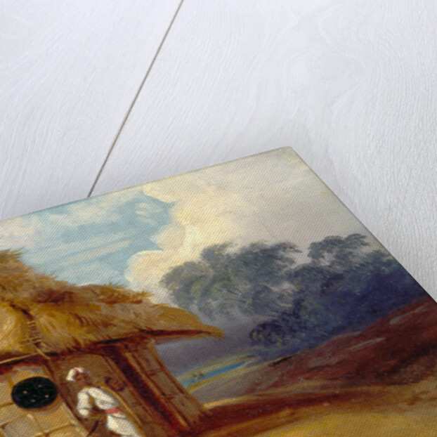 View in Southern India, with a Warrior Outside His Hut by George Chinnery