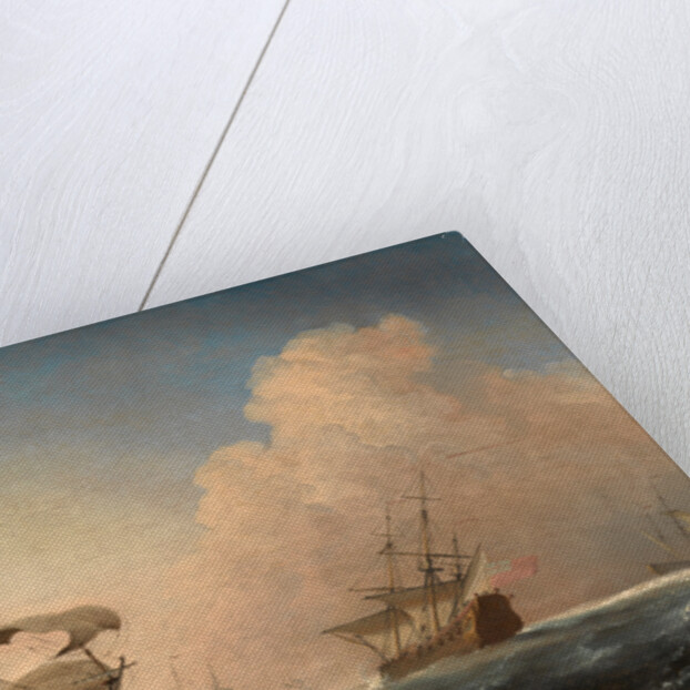 English Warships Heeling in the Breeze Offshore by William van de Velde the Younger