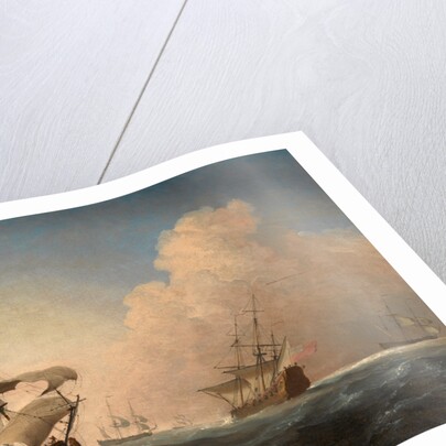 English Warships Heeling in the Breeze Offshore by William van de Velde the Younger