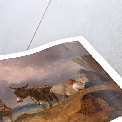 Donkeys and Figures on a Beach by Julius Caesar Ibbetson