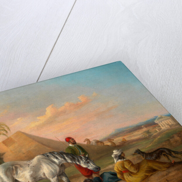 Grey Arabian mare and foal, with a family by George Henry Laporte