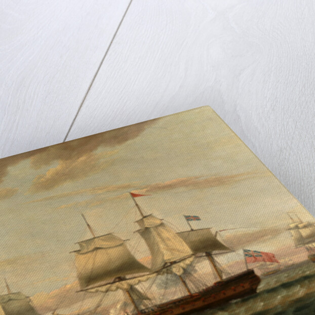 An Indiaman and a Two Decker by Thomas Luny