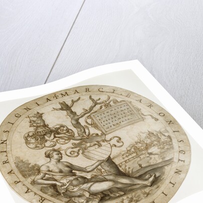 Study for a Stained Glass Window with the Coat of Arms of the Barons von Paar (recto), Study for a Sceptre with the Initials MB (verso) by Georg Pencz