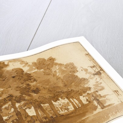 A Market Scene Under Trees in Katwijk op Rijn by Jan de Bisschop