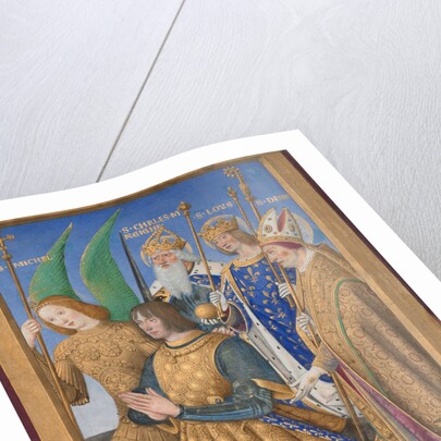 Louis XII of France Kneeling in Prayer, Accompanied by Saints Michael, Charlemagne, Louis, and Denis by Jean Bourdichon