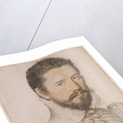 Portrait of a bearded man, half-length, wearing a slashed doublet ...