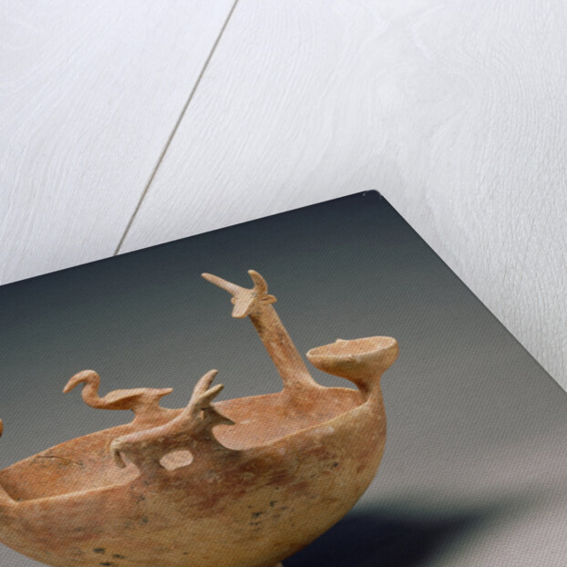 Red-Polished Ware Bowl with Modeled Figures by Anonymous