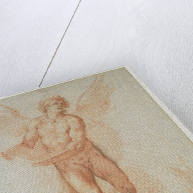 An Angel Holding a Book (recto), Three Studies of a Falling Male Figure (verso) by Cristoforo Roncalli