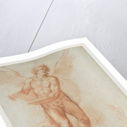 An Angel Holding a Book (recto), Three Studies of a Falling Male Figure (verso) by Cristoforo Roncalli