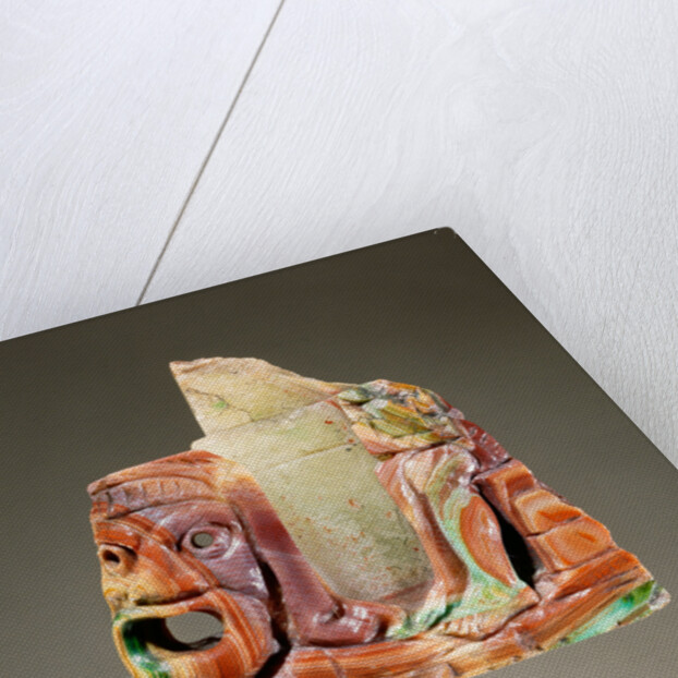 Fragmentary cameo sculpture with a theatrical mask and seated figure by Anonymous