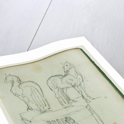 Two standing horses, Man riding a rearing horse by Théodore Géricault