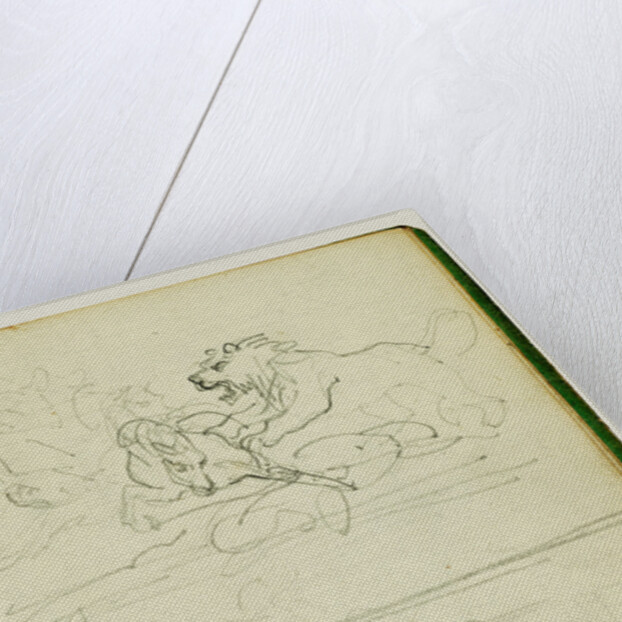 Two compositional studies of a lion hunt by Théodore Géricault
