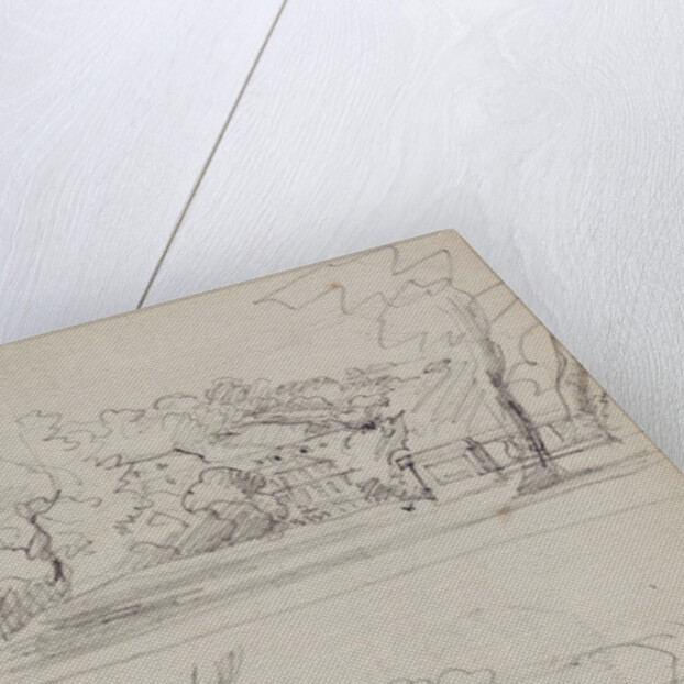 View of a Country House and Studies of Bushes and Foliage by Théodore Géricault