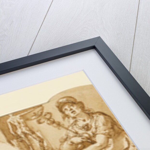 Allegories of Study and Intelligence Flanking the Zuccaro Emblem by Federico Zuccaro