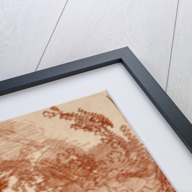 Farmyard with Two Figures by a Well and a Large Wheelbarrow in the Foreground by Hubert Robert