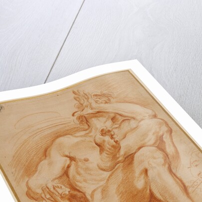 Sheet of Studies: A Seated Nude Man, A Youthful Head and a Caricature Head of a Man Playing a Pipe by Domenico Maria Canuti