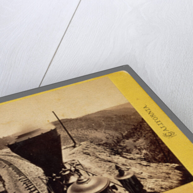 Rounding Cape Horn. Road to Iowa Hill from the river, in the distance. by Alfred A. Hart