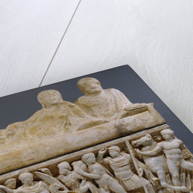Sarcophagus with lid and 4 unjoined fragments by Anonymous