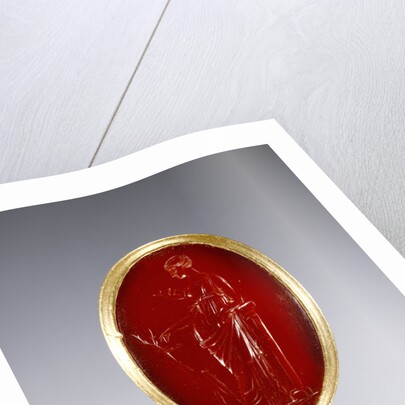 Ring inset with intaglio representing Artemis by Anonymous
