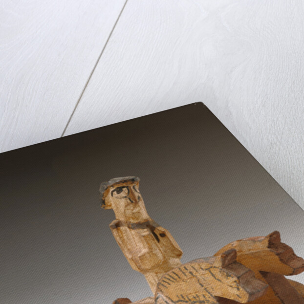 Toy in the Shape of a Rider and Two Horses on Wheels by Anonymous