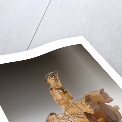 Toy in the Shape of a Rider and Two Horses on Wheels by Anonymous